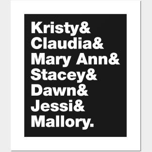 Babysitters Club Kristy Mary Ann Stacey Claudia Dawn Jessi Mallory Roll Call Posters and Art